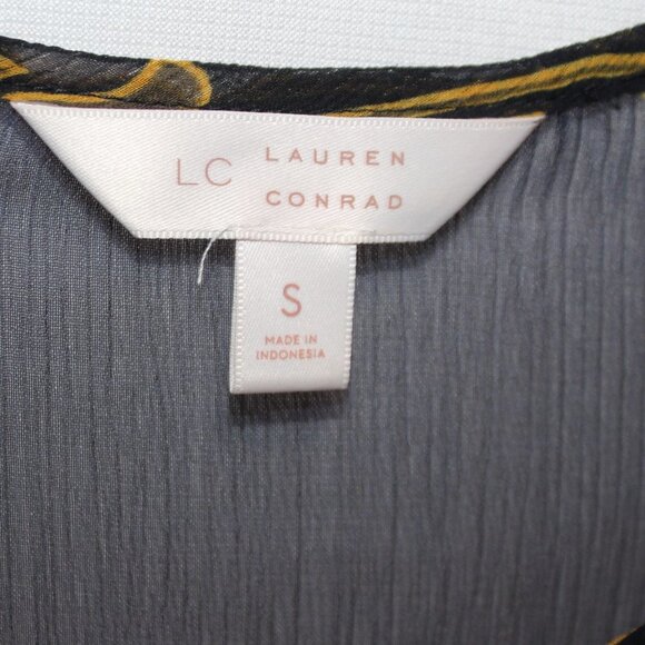 LC Lauren Conrad Navy Floral 3/4 Sleeve Top - Picture 11 of 14